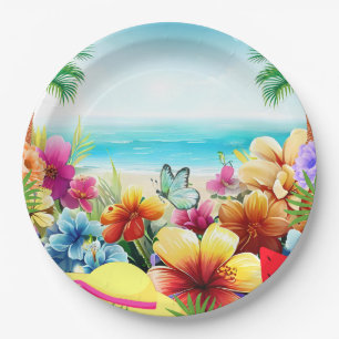 Fun Summer Beach Scene 2 Paper Plate