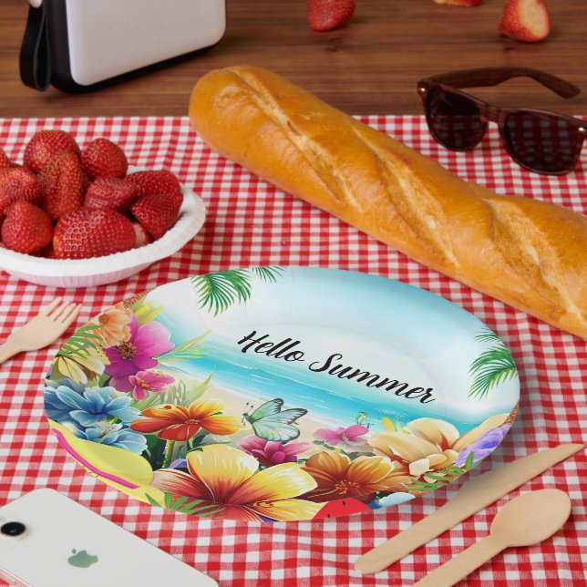 Fun Summer Beach Scene Paper Plate (Picnic)