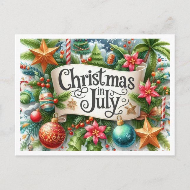 Fun Summer Christmas In July Holiday  Postcard (Front)
