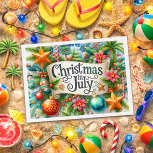 Fun Summer Christmas In July Holiday  Postcard