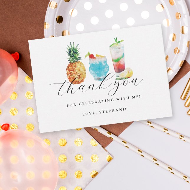 Fun Summer Cocktail Birthday Party Thank You Card (Creator Uploaded)