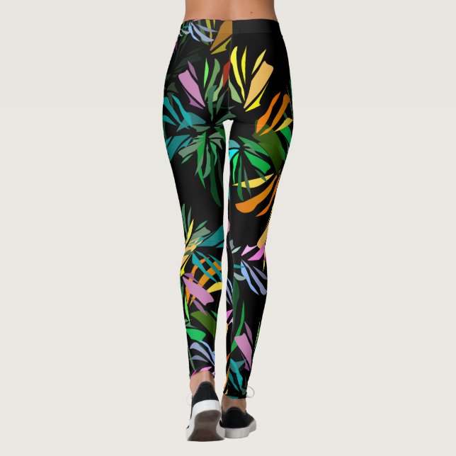 Fun Summer Colourful Exotic Pattern Leggings (Back)