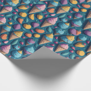 Fun Summer Colourful Ice Cream And Fruits Pattern Wrapping Paper