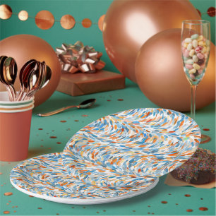 Fun Summer Colours Paint Splatter Art Pattern Paper Plate