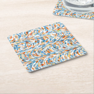 Fun Summer Colours Paint Splatter Art Pattern Square Paper Coaster