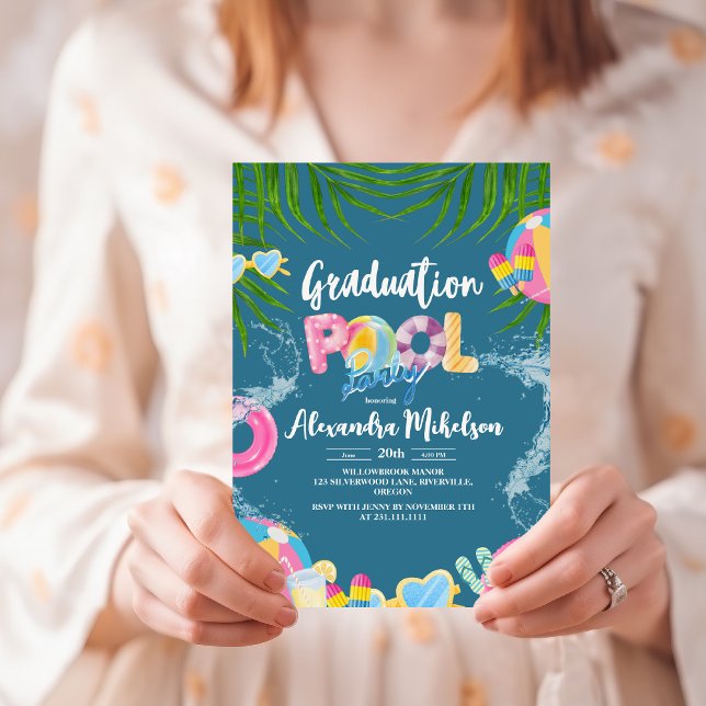 Fun Summer Graduation Pool Party Invitation (Creator Uploaded)