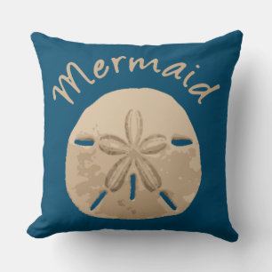 Fun Summer Holiday Mermaid Sand Dollar Art beach Cushion