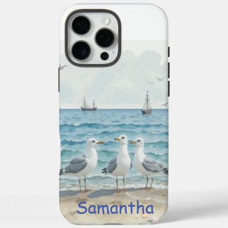 Fun Summer Holiday Sandy Beach Seagulls iPhone 16 Pro Max Case
