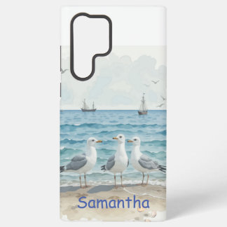 Fun Summer Holiday Sandy Beach Seagulls Samsung Galaxy Case