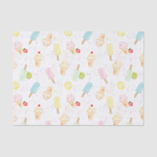 Fun Summer Ice Cream Birthday Party Tissue Paper (Front)