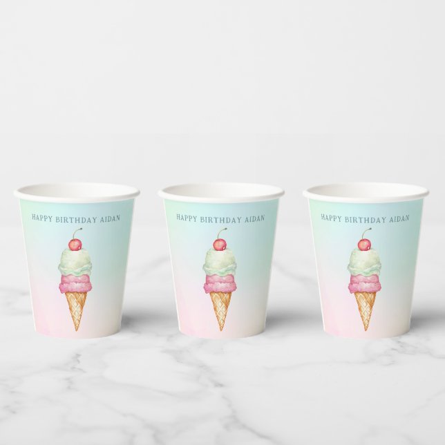 Fun Summer Ice Cream Truck Birthday Party  Paper Cups (Multi)