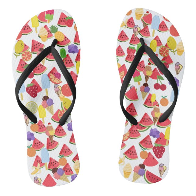 Fun Summer pattern Flip Flops (Footbed)