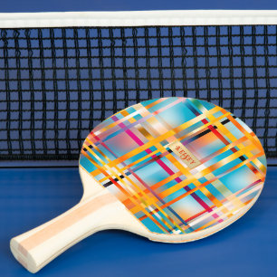 Fun Summer Personalised Colourful Blue Pink & Gold Ping Pong Paddle