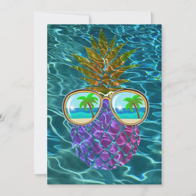 Fun summer  pineapple with sunglasses     (Front)
