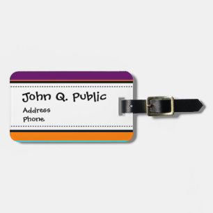 Fun Summer Pink Teal Orange Purple Striped Pattern Luggage Tag
