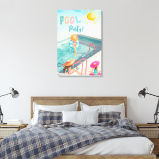 Fun Summer Pool Party Watercolor Sweet 16 Canvas Print