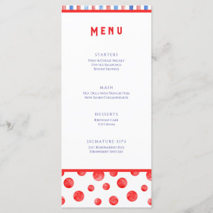 Fun Summer Red Blue Event Menu Flat Card
