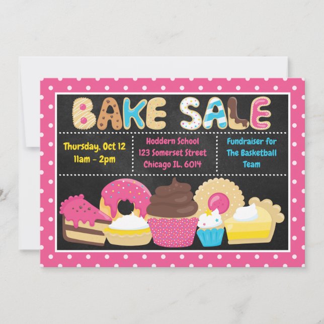 Fun Summer School Bake Sale Invitation (Front)