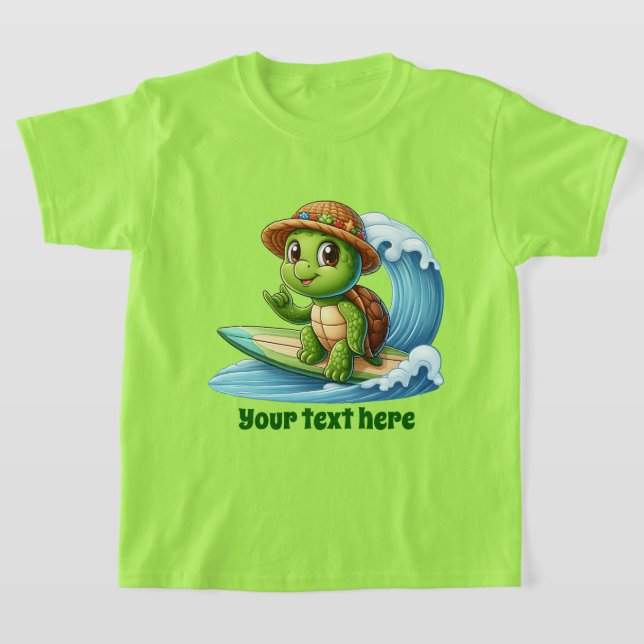 Fun Summer sea turtle add text girl T-Shirt (Laydown)