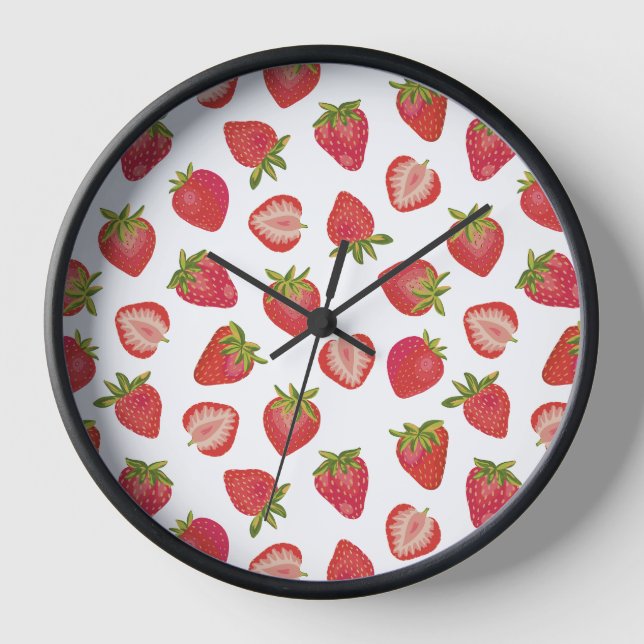 Fun Summer Strawberry Pattern Clock (Front)