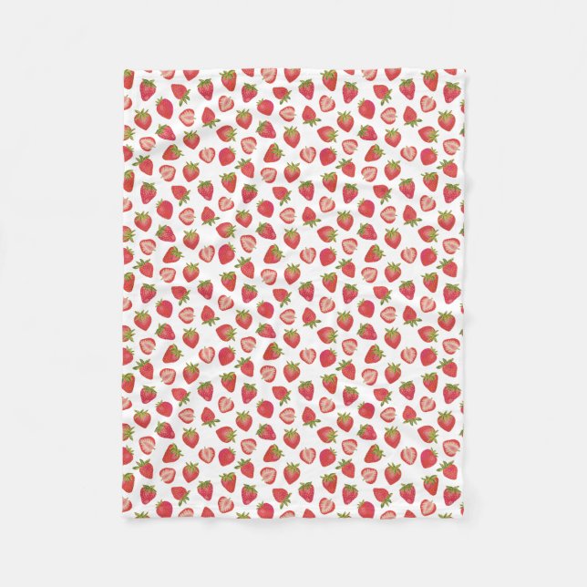 Fun Summer Strawberry Pattern Fleece Blanket (Front)