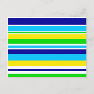 Fun Summer Striped Teal Lime Yellow Blue Gifts Postcard