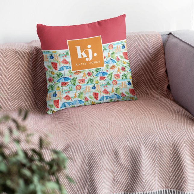 Fun Summer Stylish Monogram Cushion (Creator Uploaded)