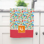 Fun Summer Stylish Monogram Kitchen Towel<br><div class="desc">Colourful summer watercolors mixed with bold colour blocking and your monogram. Popping colours to add some cheer. Celebrate the vibrancy of summer with a captivating colour palette. These lively and enchanting hues blend harmoniously, evoking the joyous spirit of the season and creating a visually stunning ambiance. This monogram collection radiates...</div>