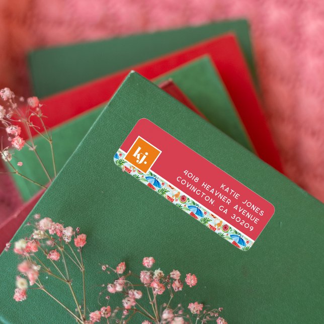 Fun Summer Stylish Monogram Return Address Label (Creator Uploaded)