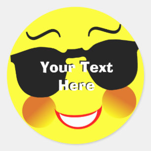 Fun Summer Sun Face Personaliized Classic Round Sticker