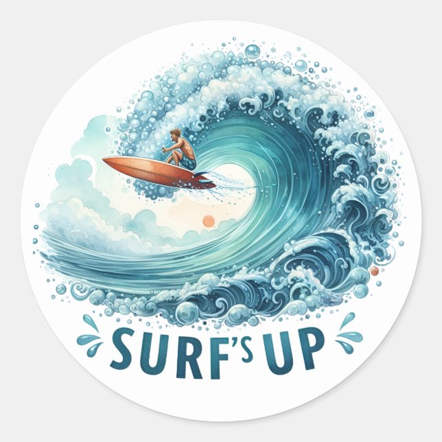 Fun  Summer  Surfs Up Stickers (Front)