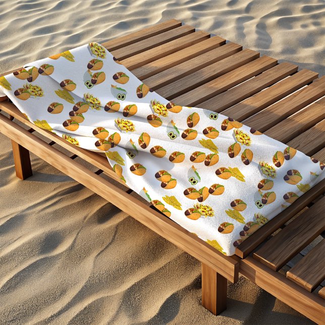 Fun Summer Taco Print Pattern Mexican food Beach Towel (Creator Uploaded)