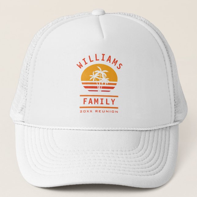 Fun Summer Vacation Tropical Beach Family Reunion Trucker Hat (Front)