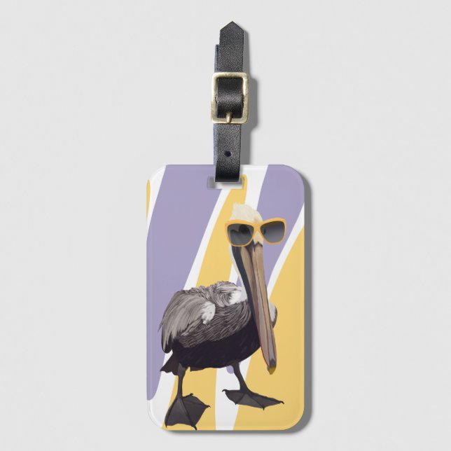 Fun Summer Vibes Pelican Bird Luggage Tag (Front Vertical)