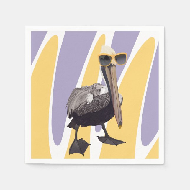 Fun Summer Vibes Pelican Bird Napkin (Front)