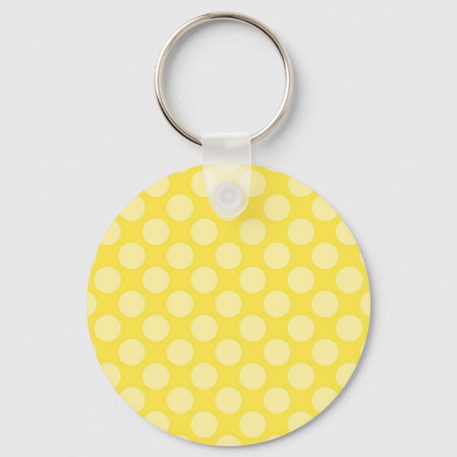 Fun Summer Yellow Polka Dots on Yellow Gifts Key Ring (Front)
