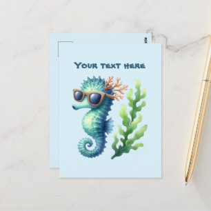 Fun Summertime customisable sea horse Postcard