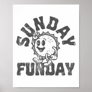 Fun Sunday Footll Funday Cute Vintage Sun Poster