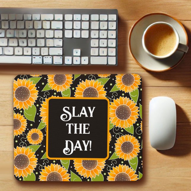 Fun Sunflower Floral Pattern Cheerful Custom  Mouse Mat (Creator Uploaded)
