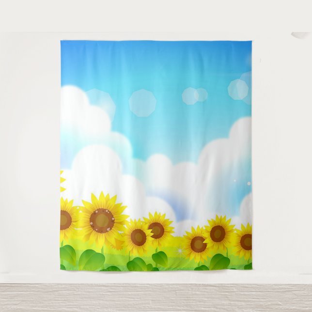 Fun Sunflower Photo Backdrop Tapestry (Front)