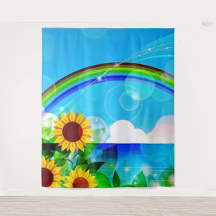 Fun Sunflower Photo Backdrop Tapestry