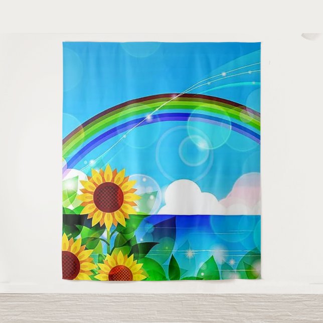 Fun Sunflower Photo Backdrop Tapestry (Front)