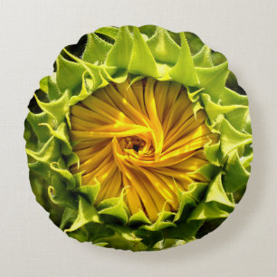 Fun Sunflower photo Round Cushion
