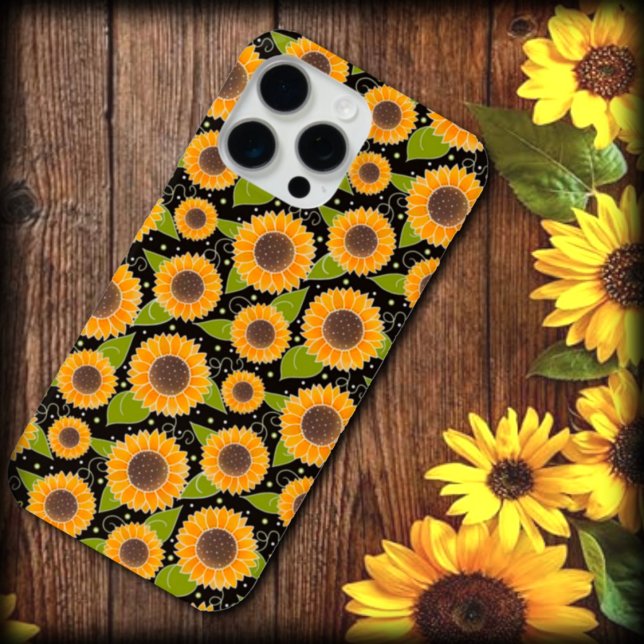 Fun Sunflower Yellow Black Pattern  Case-Mate iPhone Case (Creator Uploaded)