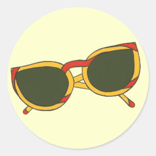 Fun sunglasses in yellow and red on stickers