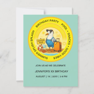 fun sunny destination seagull beach invitation  postcard