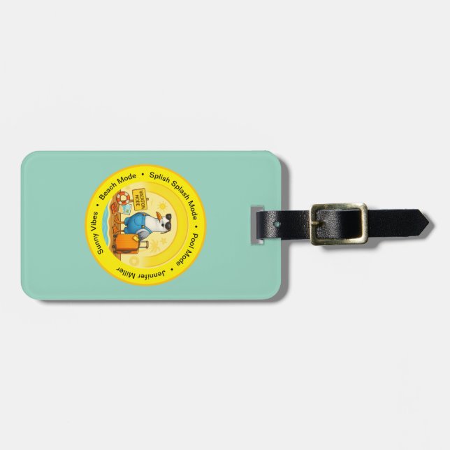 fun sunny destination seagull beach traveller luggage tag (Front Horizontal)