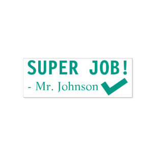 Fun "SUPER JOB!" Grading Rubber Stamp