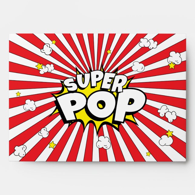 Fun SUPER POP! Comic Book Pop Art Popcorn Pun Envelope (Front)
