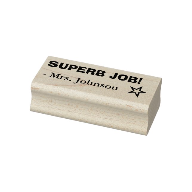Fun "SUPERB JOB!" + Educator's Name Rubber Stamp (Stamp)